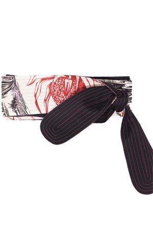 Silk obi belt with cactus pattern Laboratorio Capri | OBICACTUSBIANCONERO